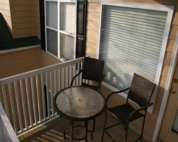 Covered balcony with outside storage area